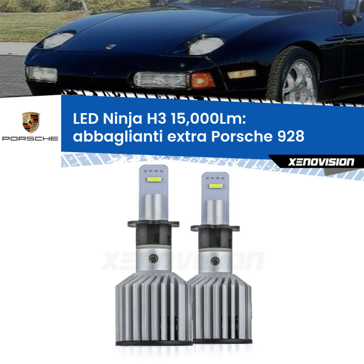 <strong>Kit abbaglianti extra LED specifico per Porsche 928</strong>  1977 - 1995. Lampade <strong>H3</strong> Canbus da 15.000Lumen di luminosità modello Ninja Xenovision.