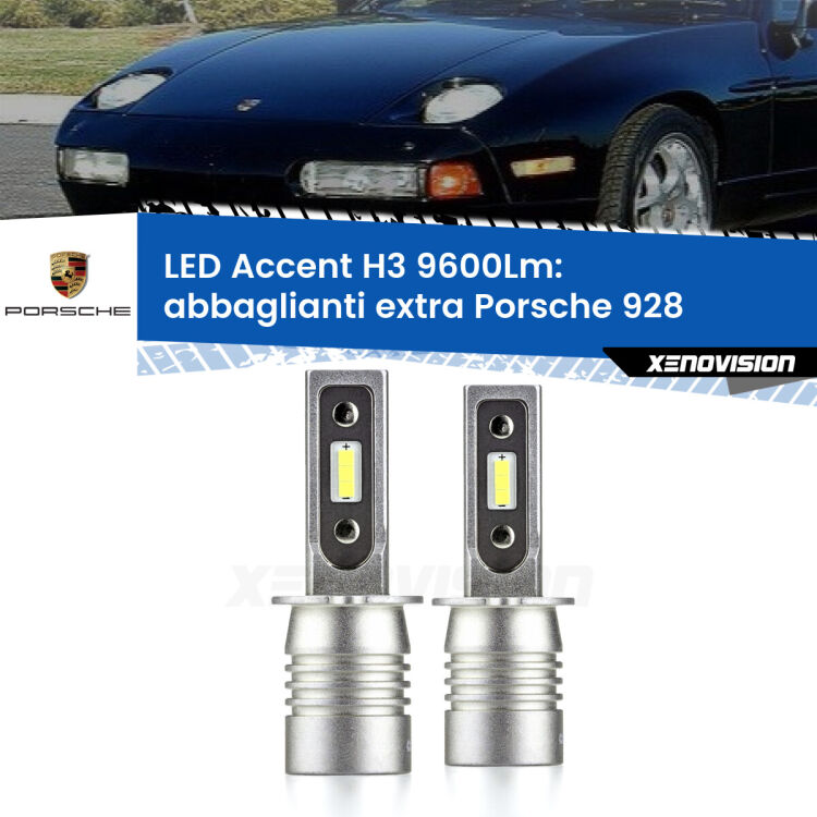 <strong>Kit LED Abbaglianti extra per Porsche 928</strong>  1977 - 1995.</strong> Coppia lampade <strong>H3</strong> senza ventola e ultracompatte per installazioni in fari senza spazi.