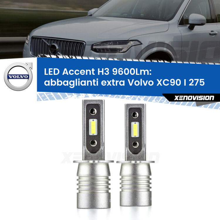 <strong>Kit LED Abbaglianti extra per Volvo XC90 I</strong> 275 2002 - 2014.</strong> Coppia lampade <strong>H3</strong> senza ventola e ultracompatte per installazioni in fari senza spazi.