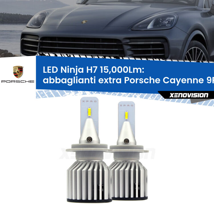 <strong>Kit abbaglianti extra LED specifico per Porsche Cayenne</strong> 9PA 2002 - 2010. Lampade <strong>H7</strong> Canbus da 15.000Lumen di luminosità modello Ninja Xenovision.