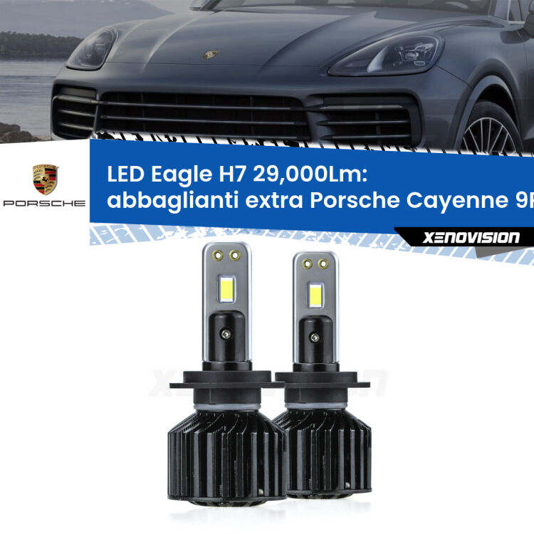 <strong>Kit abbaglianti extra LED specifico per Porsche Cayenne</strong> 9PA 2002 - 2010. Lampade <strong>H7</strong> Canbus da 29.000Lumen di luminosità modello Eagle Xenovision.