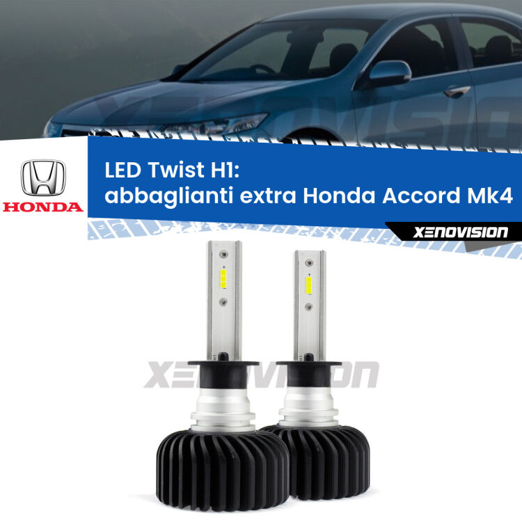 <strong>Kit abbaglianti extra LED</strong> H1 per <strong>Honda Accord</strong> Mk4 1990 - 1993. Compatte, impermeabili, senza ventola: praticamente indistruttibili. Top Quality.