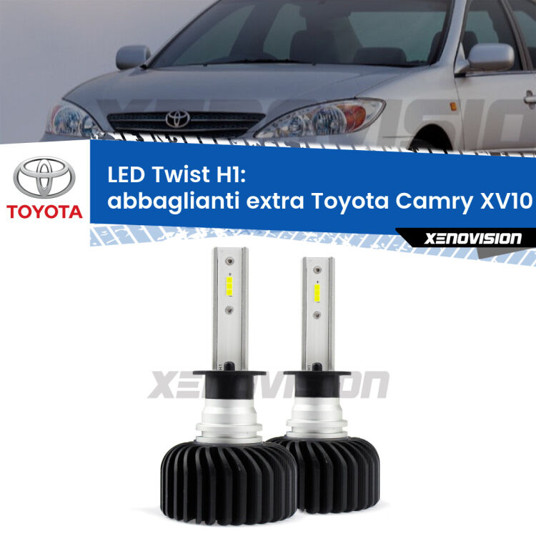 <strong>Kit abbaglianti extra LED</strong> H1 per <strong>Toyota Camry</strong> XV10 1991 - 1996. Compatte, impermeabili, senza ventola: praticamente indistruttibili. Top Quality.
