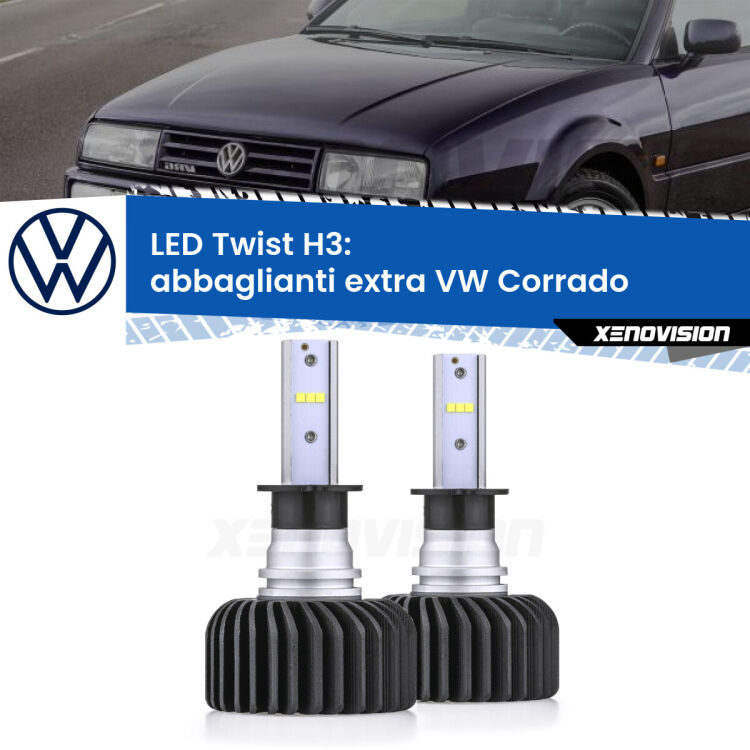 <strong>Kit abbaglianti extra LED</strong> H3 per <strong>VW Corrado</strong>  1988 - 1995. Compatte, impermeabili, senza ventola: praticamente indistruttibili. Top Quality.