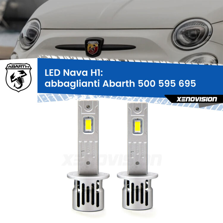 0 Abbaglianti LED Abarth 500 595 695 2008 -2014: H1 Nava <strong>Abbaglianti LED no-spie per Abarth 500 595 695</strong> 2008 -2014. Coppia lampade <strong> H1</strong> modello Nava canbus, raffreddate a ventola.