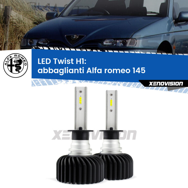 Abbaglianti LED Alfa romeo 145 1994 -2001: H1 11,000Lm <strong>Kit abbaglianti LED</strong> H1 per <strong>Alfa romeo 145</strong> 1994 -2001. Compatte, impermeabili, senza ventola: praticamente indistruttibili. Top Quality.