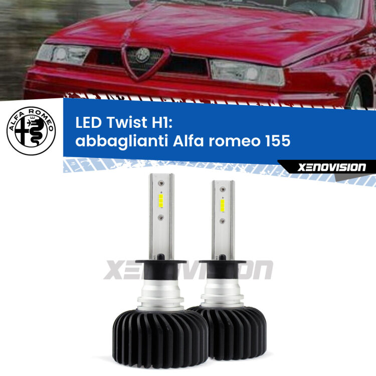 Abbaglianti LED Alfa romeo 155  1992 -1997: H1 11,000Lm <strong>Kit abbaglianti LED</strong> H1 per <strong>Alfa romeo 155</strong>  1992 -1997. Compatte, impermeabili, senza ventola: praticamente indistruttibili. Top Quality.