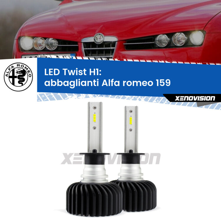 <strong>Kit abbaglianti LED</strong> H1 per <strong>Alfa romeo 159</strong>  con fari Bi-Xenon. Compatte, impermeabili, senza ventola: praticamente indistruttibili. Top Quality.