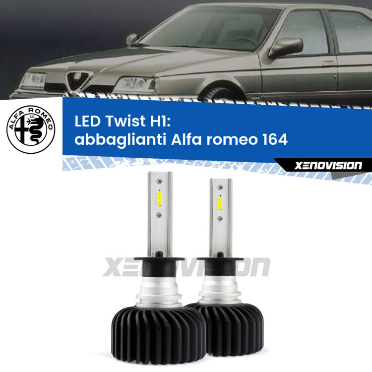 <strong>Kit abbaglianti LED</strong> H1 per <strong>Alfa romeo 164</strong>  1992-1998. Compatte, impermeabili, senza ventola: praticamente indistruttibili. Top Quality.