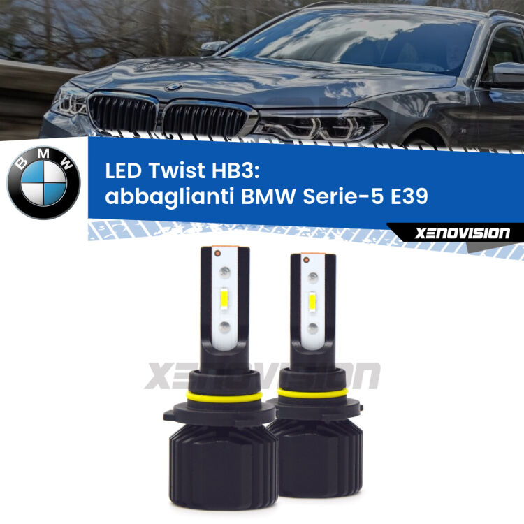 <strong>Kit abbaglianti LED</strong> HB3 per <strong>BMW Serie-5</strong> E39 1996-2000. Compatte, impermeabili, senza ventola: praticamente indistruttibili. Top Quality.