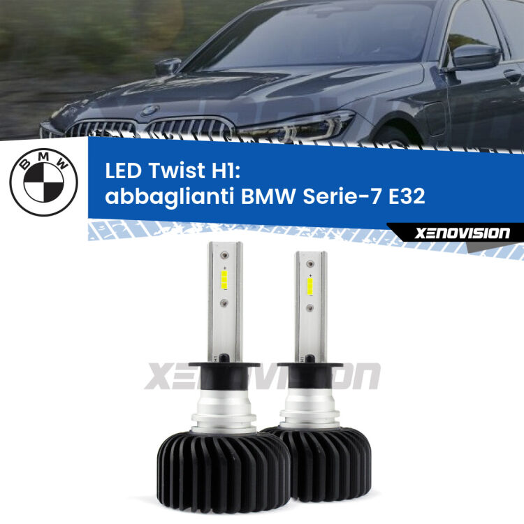 Abbaglianti LED BMW Serie-7 E32 1986 -1993: H1 11,000Lm <strong>Kit abbaglianti LED</strong> H1 per <strong>BMW Serie-7</strong> E32 1986 -1993. Compatte, impermeabili, senza ventola: praticamente indistruttibili. Top Quality.