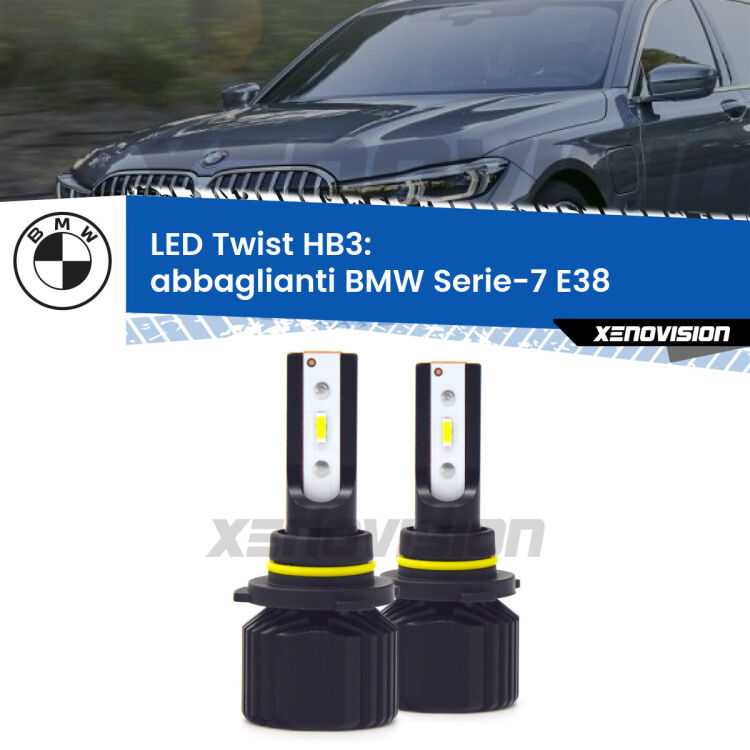 Abbaglianti LED BMW Serie-7 E38 1998 -2001: HB3 11,000Lm <strong>Kit abbaglianti LED</strong> HB3 per <strong>BMW Serie-7</strong> E38 1998 -2001. Compatte, impermeabili, senza ventola: praticamente indistruttibili. Top Quality.