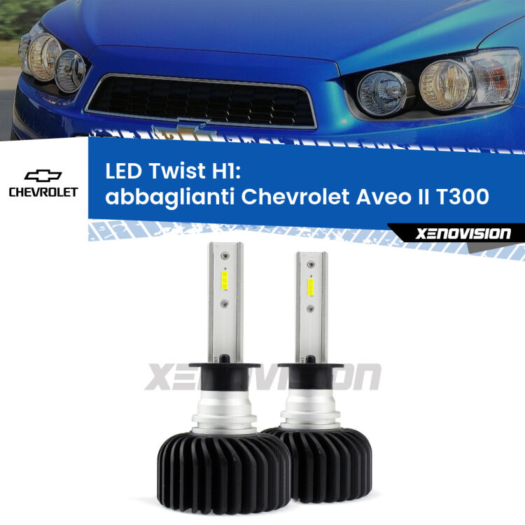 Abbaglianti LED Chevrolet Aveo II T300 2011 -2021: H1 11,000Lm <strong>Kit abbaglianti LED</strong> H1 per <strong>Chevrolet Aveo II</strong> T300 2011 -2021. Compatte, impermeabili, senza ventola: praticamente indistruttibili. Top Quality.