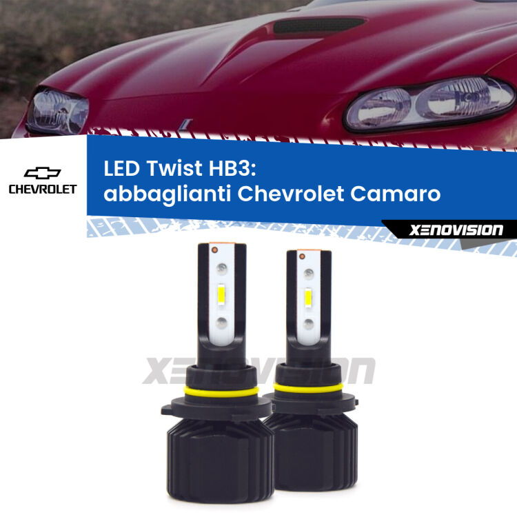 Abbaglianti LED Chevrolet Camaro 1998 -2002: HB3 11,000Lm <strong>Kit abbaglianti LED</strong> HB3 per <strong>Chevrolet Camaro</strong> 1998 -2002. Compatte, impermeabili, senza ventola: praticamente indistruttibili. Top Quality.