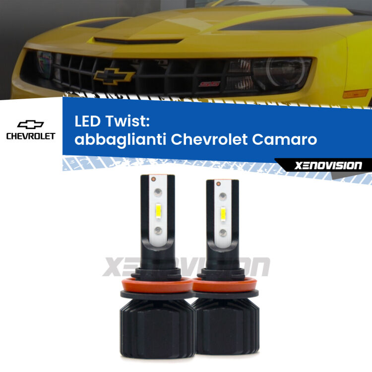 Abbaglianti LED Chevrolet Camaro 2011 -2015: Twist 11,000Lm <strong>Kit abbaglianti LED</strong> per <strong>Chevrolet Camaro</strong> 2011 -2015. Compatte, impermeabili, senza ventola: praticamente indistruttibili. Top Quality.