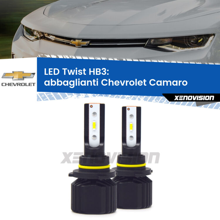 <strong>Kit abbaglianti LED</strong> HB3 per <strong>Chevrolet Camaro</strong>  2015in poi. Compatte, impermeabili, senza ventola: praticamente indistruttibili. Top Quality.