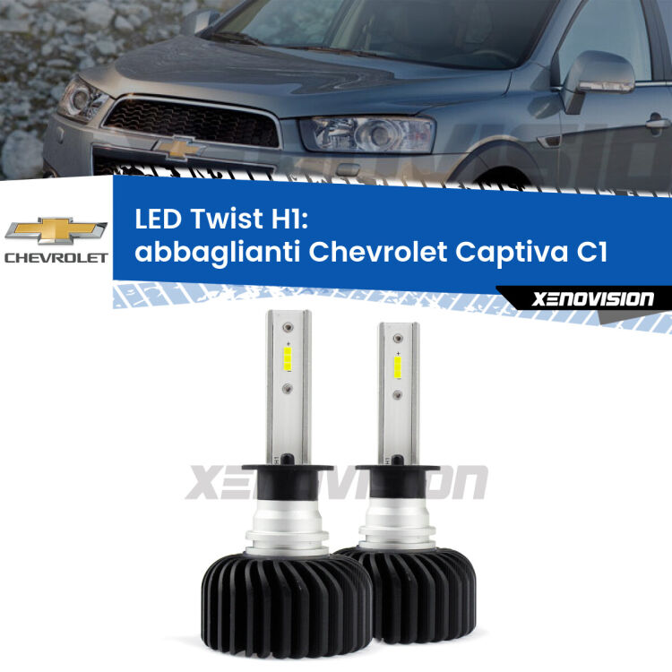 <strong>Kit abbaglianti LED</strong> H1 per <strong>Chevrolet Captiva</strong> C1 2006-2015. Compatte, impermeabili, senza ventola: praticamente indistruttibili. Top Quality.