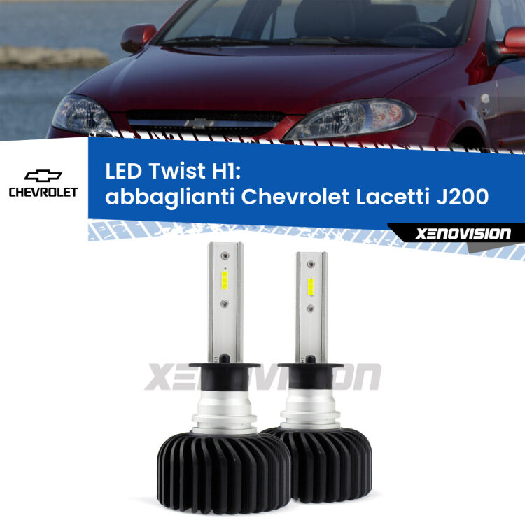 Abbaglianti LED Chevrolet Lacetti J200 2002 -2009: H1 11,000Lm <strong>Kit abbaglianti LED</strong> H1 per <strong>Chevrolet Lacetti</strong> J200 2002 -2009. Compatte, impermeabili, senza ventola: praticamente indistruttibili. Top Quality.