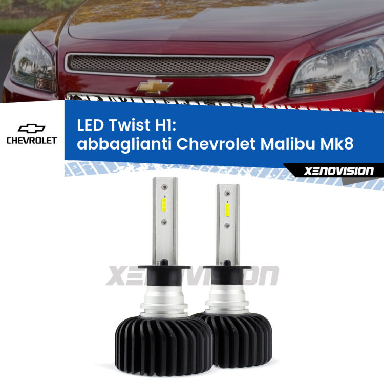 Abbaglianti LED Chevrolet Malibu Mk8 2012 -2015: H1 11,000Lm <strong>Kit abbaglianti LED</strong> H1 per <strong>Chevrolet Malibu</strong> Mk8 2012 -2015. Compatte, impermeabili, senza ventola: praticamente indistruttibili. Top Quality.