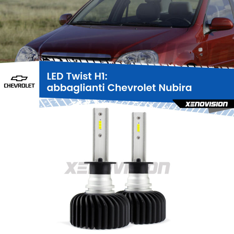 Abbaglianti LED Chevrolet Nubira  2005 -2011: H1 11,000Lm <strong>Kit abbaglianti LED</strong> H1 per <strong>Chevrolet Nubira</strong>  2005 -2011. Compatte, impermeabili, senza ventola: praticamente indistruttibili. Top Quality.