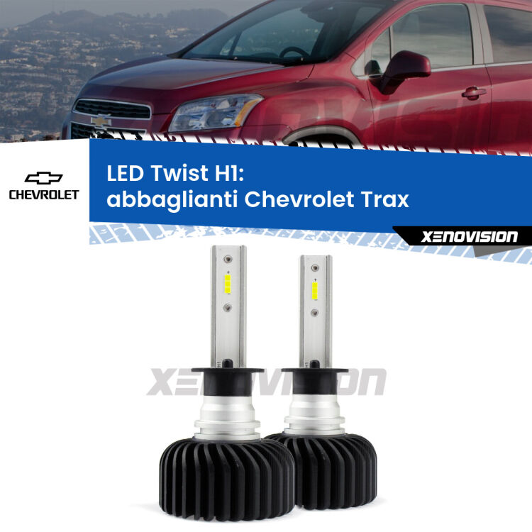 Abbaglianti LED Chevrolet Trax 2012 in poi: H1 11,000Lm <strong>Kit abbaglianti LED</strong> H1 per <strong>Chevrolet Trax</strong> 2012 in poi. Compatte, impermeabili, senza ventola: praticamente indistruttibili. Top Quality.