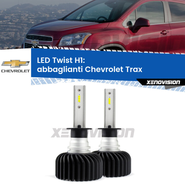 <strong>Kit abbaglianti LED</strong> H1 per <strong>Chevrolet Trax</strong>  2012in poi. Compatte, impermeabili, senza ventola: praticamente indistruttibili. Top Quality.