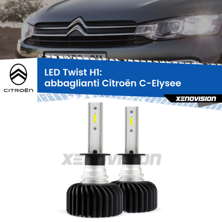 Abbaglianti LED Citroën C-Elysee 2012 in poi: H1 11,000Lm <strong>Kit abbaglianti LED</strong> H1 per <strong>Citroën C-Elysee</strong> 2012 in poi. Compatte, impermeabili, senza ventola: praticamente indistruttibili. Top Quality.