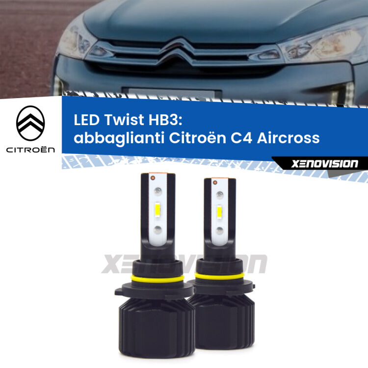 Abbaglianti LED Citroën C4 Aircross  2010 -2018: HB3 11,000Lm <strong>Kit abbaglianti LED</strong> HB3 per <strong>Citroën C4 Aircross</strong>  2010 -2018. Compatte, impermeabili, senza ventola: praticamente indistruttibili. Top Quality.