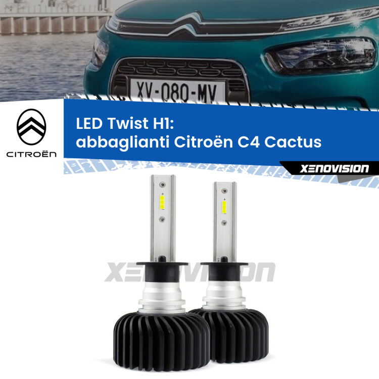 Abbaglianti LED Citroën C4 Cactus  2014 in poi: H1 11,000Lm <strong>Kit abbaglianti LED</strong> H1 per <strong>Citroën C4 Cactus</strong>  2014 in poi. Compatte, impermeabili, senza ventola: praticamente indistruttibili. Top Quality.