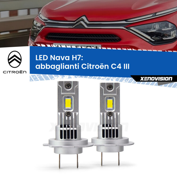 Abbaglianti LED Citroën C4 III 2020 in poi: H7 Nava <strong>Abbaglianti LED no-spie per Citroën C4</strong> III 2020 in poi. Coppia lampade <strong>H7</strong> modello Nava canbus, raffreddate a ventola.