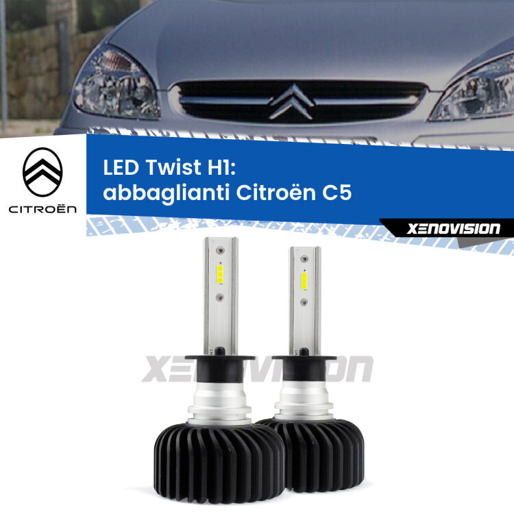 Abbaglianti LED Citroën C5  con fari Xenon: H1 11,000Lm <strong>Kit abbaglianti LED</strong> H1 per <strong>Citroën C5</strong>  con fari Xenon. Compatte, impermeabili, senza ventola: praticamente indistruttibili. Top Quality.
