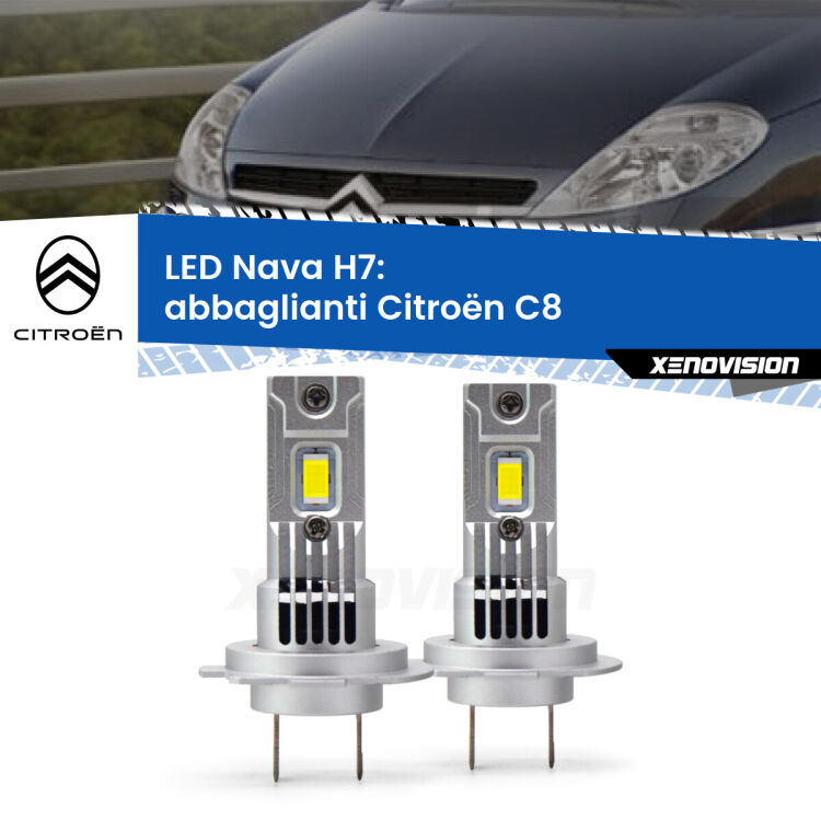 0 Abbaglianti LED Citroën C8  2002 -2010: H7 Nava <strong>Abbaglianti LED no-spie per Citroën C8</strong>  2002 -2010. Coppia lampade <strong>H7</strong> modello Nava canbus, raffreddate a ventola.