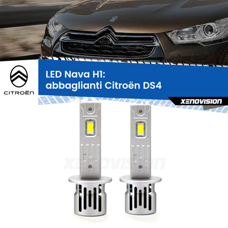 0 Abbaglianti LED Citroën DS4 2011 -2015: H1 Nava <strong>Abbaglianti LED no-spie per Citroën DS4</strong> 2011 -2015. Coppia lampade <strong> H1</strong> modello Nava canbus, raffreddate a ventola.