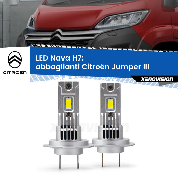 Abbaglianti LED Citroën Jumper III in poi: H7 Nava <strong>Abbaglianti LED no-spie per Citroën Jumper</strong> III in poi. Coppia lampade <strong>H7</strong> modello Nava canbus, raffreddate a ventola.