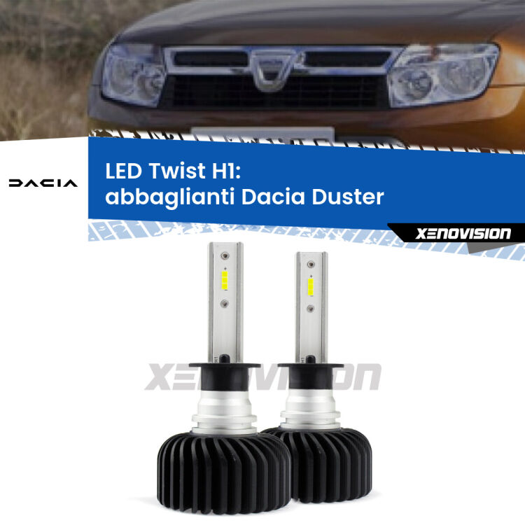 Abbaglianti LED Dacia Duster 2010 -2016: H1 11,000Lm <strong>Kit abbaglianti LED</strong> H1 per <strong>Dacia Duster</strong> 2010 -2016. Compatte, impermeabili, senza ventola: praticamente indistruttibili. Top Quality.