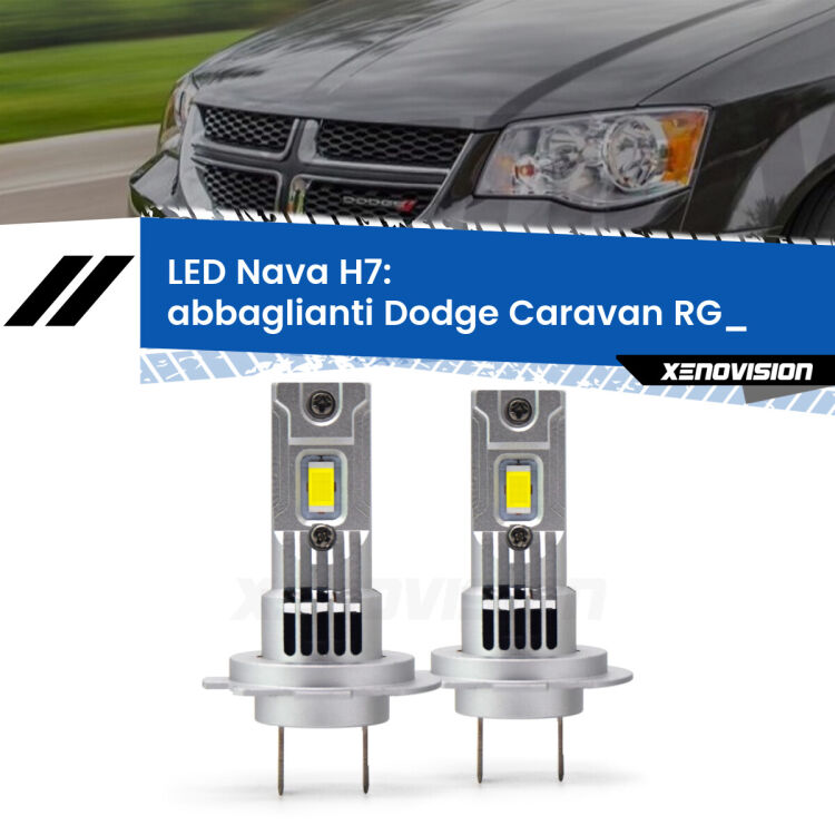 Abbaglianti LED Dodge Caravan RG_ 2000 -2007: H7 Nava <strong>Abbaglianti LED no-spie per Dodge Caravan</strong> RG_ 2000 -2007. Coppia lampade <strong>H7</strong> modello Nava canbus, raffreddate a ventola.
