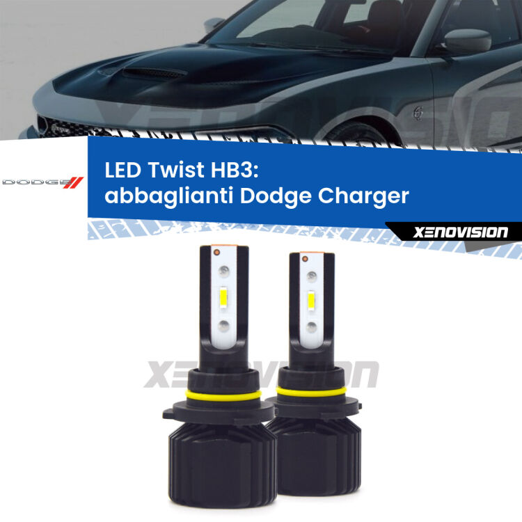 <strong>Kit abbaglianti LED</strong> HB3 per <strong>Dodge Charger</strong>  con fari Xenon. Compatte, impermeabili, senza ventola: praticamente indistruttibili. Top Quality.
