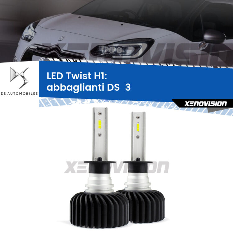 <strong>Kit abbaglianti LED</strong> H1 per <strong>DS  3</strong>  2015in poi. Compatte, impermeabili, senza ventola: praticamente indistruttibili. Top Quality.