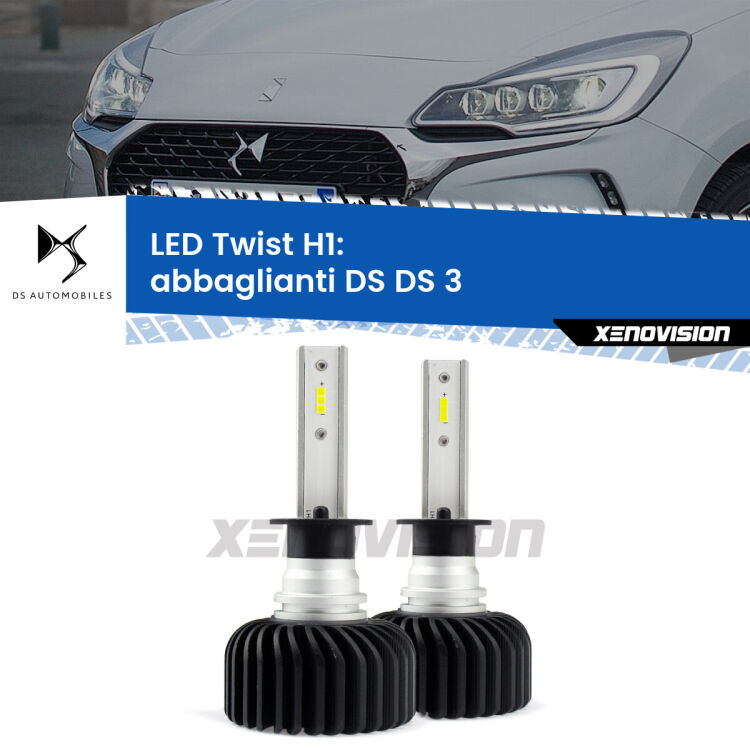 Abbaglianti LED DS DS 3 2015 in poi: H1 11,000Lm <strong>Kit abbaglianti LED</strong> H1 per <strong>DS DS 3</strong> 2015 in poi. Compatte, impermeabili, senza ventola: praticamente indistruttibili. Top Quality.