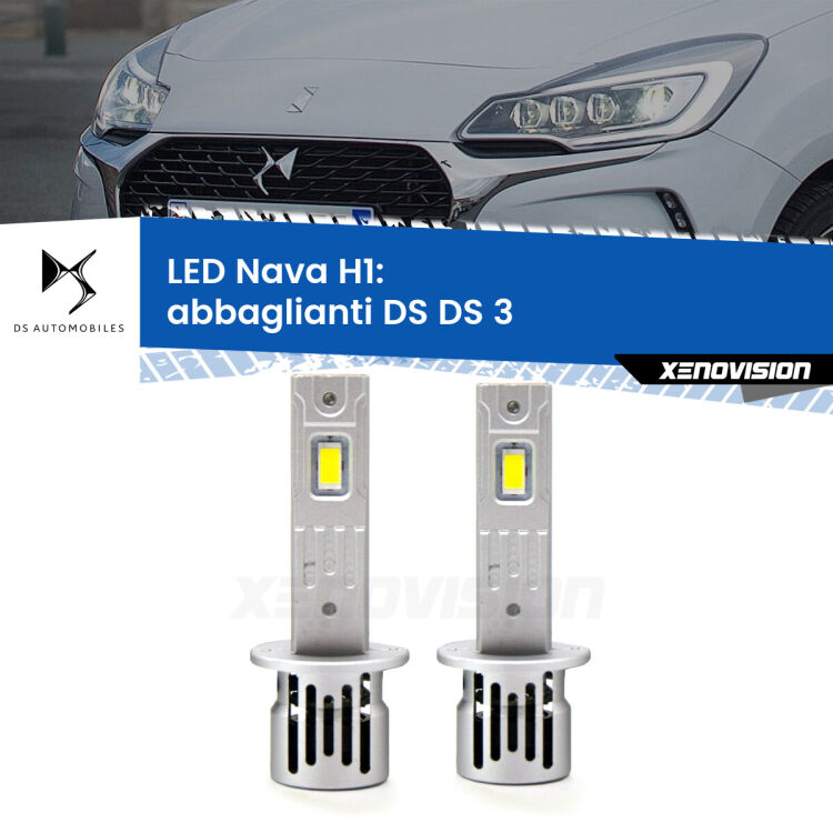 0 Abbaglianti LED DS DS 3 2015 in poi: H1 Nava <strong>Abbaglianti LED no-spie per DS DS 3</strong> 2015 in poi. Coppia lampade <strong> H1</strong> modello Nava canbus, raffreddate a ventola.