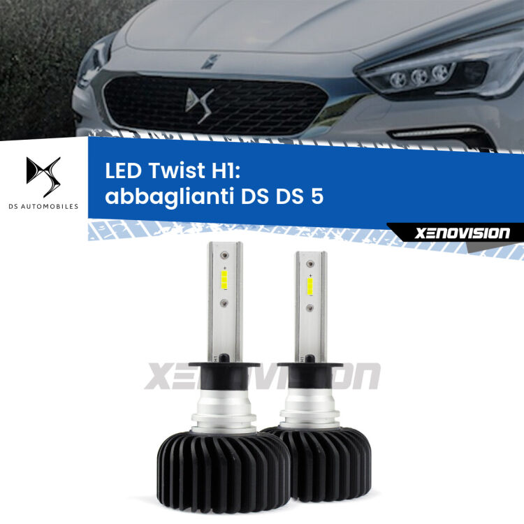 Abbaglianti LED DS DS 5 2015 in poi: H1 11,000Lm <strong>Kit abbaglianti LED</strong> H1 per <strong>DS DS 5</strong> 2015 in poi. Compatte, impermeabili, senza ventola: praticamente indistruttibili. Top Quality.