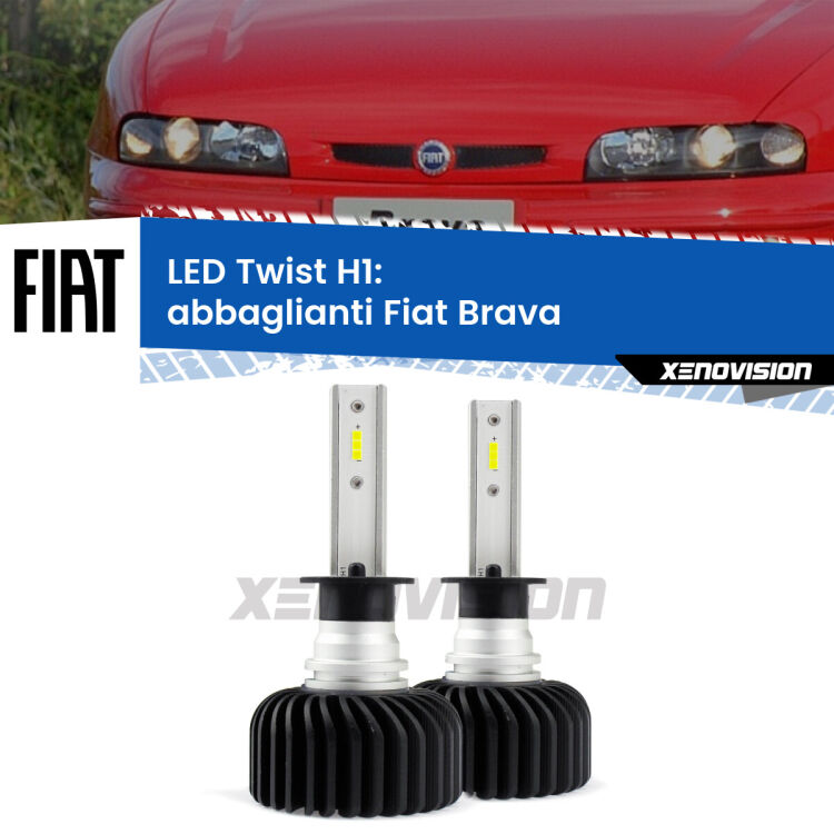 Abbaglianti LED Fiat Brava  1995 -2001: H1 11,000Lm <strong>Kit abbaglianti LED</strong> H1 per <strong>Fiat Brava</strong>  1995 -2001. Compatte, impermeabili, senza ventola: praticamente indistruttibili. Top Quality.