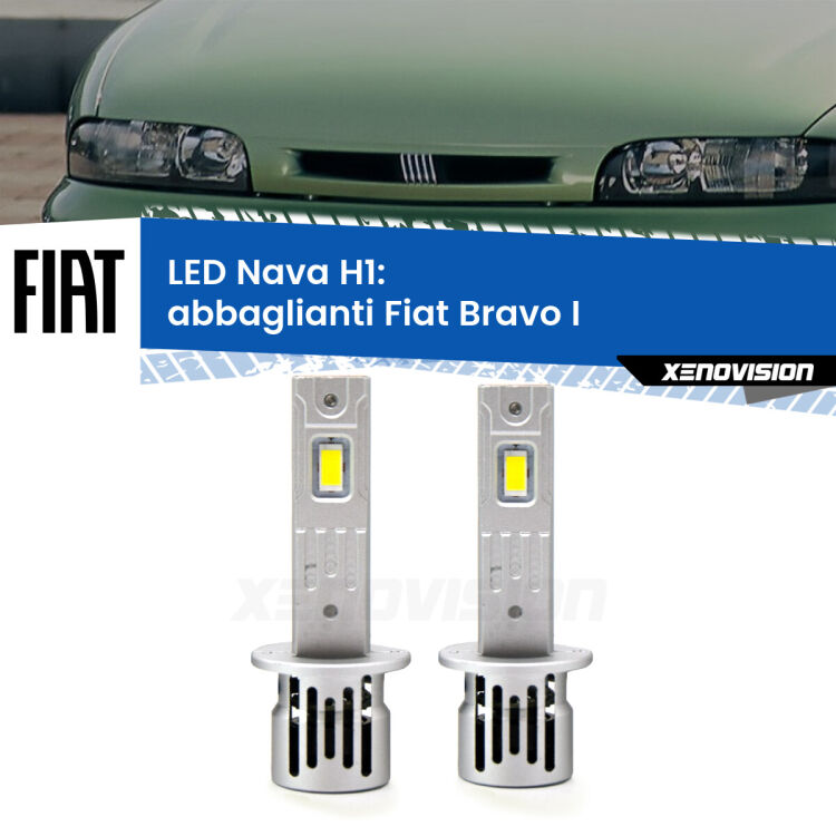 0 Abbaglianti LED Fiat Bravo I 1995 -2001: H1 Nava <strong>Abbaglianti LED no-spie per Fiat Bravo I</strong> 1995 -2001. Coppia lampade <strong> H1</strong> modello Nava canbus, raffreddate a ventola.
