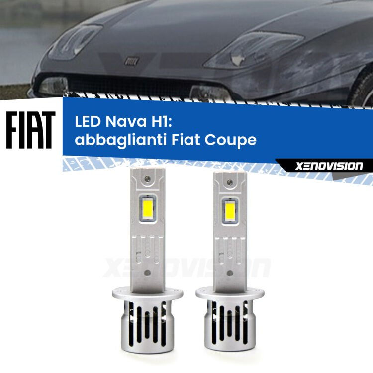 Abbaglianti LED Fiat Coupe  1993 -2000: H1 Nava <strong>Abbaglianti LED no-spie per Fiat Coupe</strong>  1993 -2000. Coppia lampade <strong> H1</strong> modello Nava canbus, raffreddate a ventola.