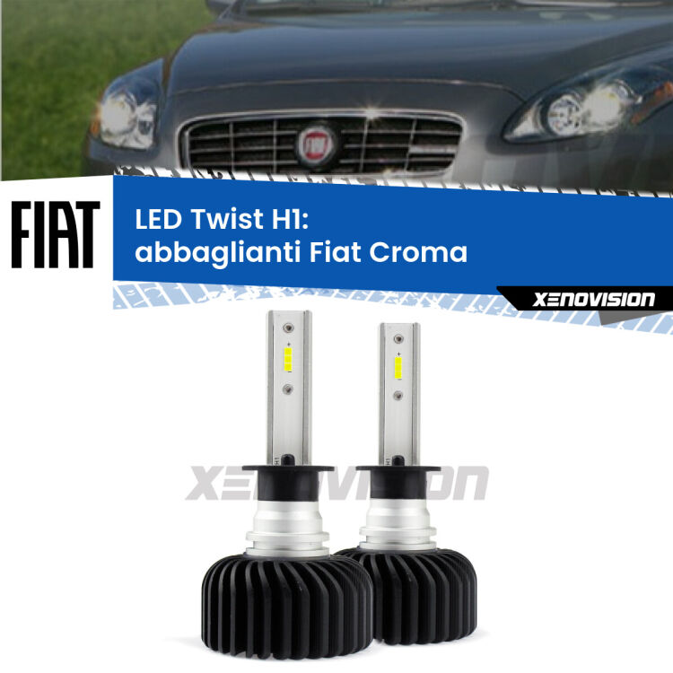 Abbaglianti LED Fiat Croma Full-beam spotlight con fari Bi-Xenon: H1 11,000Lm <strong>Kit abbaglianti LED</strong> H1 per <strong>Fiat Croma</strong> Full-beam spotlight con fari Bi-Xenon. Compatte, impermeabili, senza ventola: praticamente indistruttibili. Top Quality.
