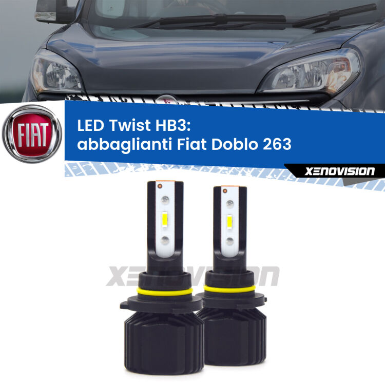 <strong>Kit abbaglianti LED</strong> HB3 per <strong>Fiat Doblo</strong> 263 2015-2016. Compatte, impermeabili, senza ventola: praticamente indistruttibili. Top Quality.
