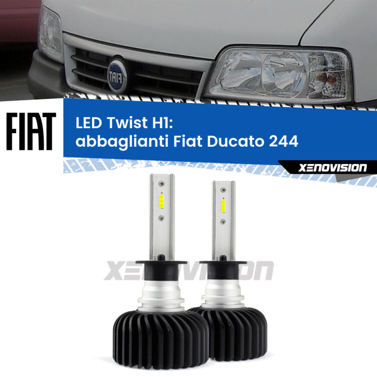 Abbaglianti LED Fiat Ducato 244 2002 -2006: H1 11,000Lm <strong>Kit abbaglianti LED</strong> H1 per <strong>Fiat Ducato</strong> 244 2002 -2006. Compatte, impermeabili, senza ventola: praticamente indistruttibili. Top Quality.