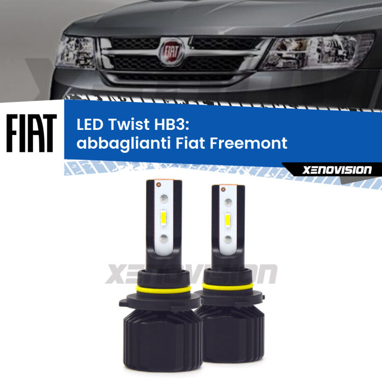 Abbaglianti LED Fiat Freemont  2011 -2016: HB3 11,000Lm <strong>Kit abbaglianti LED</strong> HB3 per <strong>Fiat Freemont</strong>  2011 -2016. Compatte, impermeabili, senza ventola: praticamente indistruttibili. Top Quality.