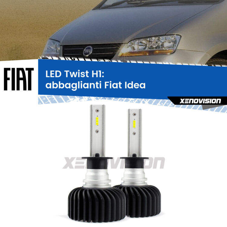 Abbaglianti LED Fiat Idea  2003 -2015: H1 11,000Lm <strong>Kit abbaglianti LED</strong> H1 per <strong>Fiat Idea</strong>  2003 -2015. Compatte, impermeabili, senza ventola: praticamente indistruttibili. Top Quality.