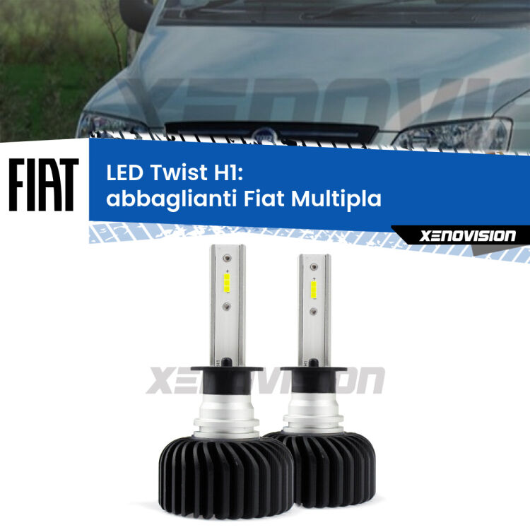 Abbaglianti LED Fiat Multipla 2004 -2010: H1 11,000Lm <strong>Kit abbaglianti LED</strong> H1 per <strong>Fiat Multipla</strong> 2004 -2010. Compatte, impermeabili, senza ventola: praticamente indistruttibili. Top Quality.